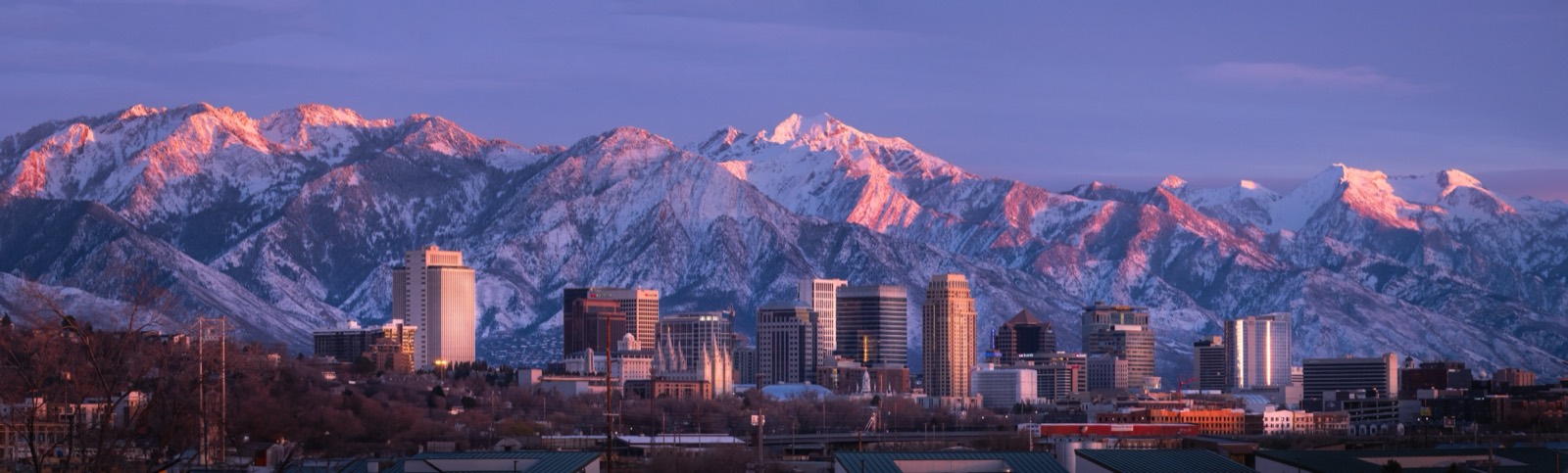 Salt Lake City skyline with Wasatch mountains